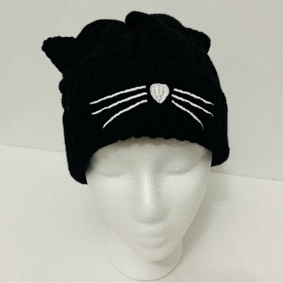 Accessories - New Black Cat Embroidery Stretchy Knit Hat Beanie Cap Unisex One Size Fits Most